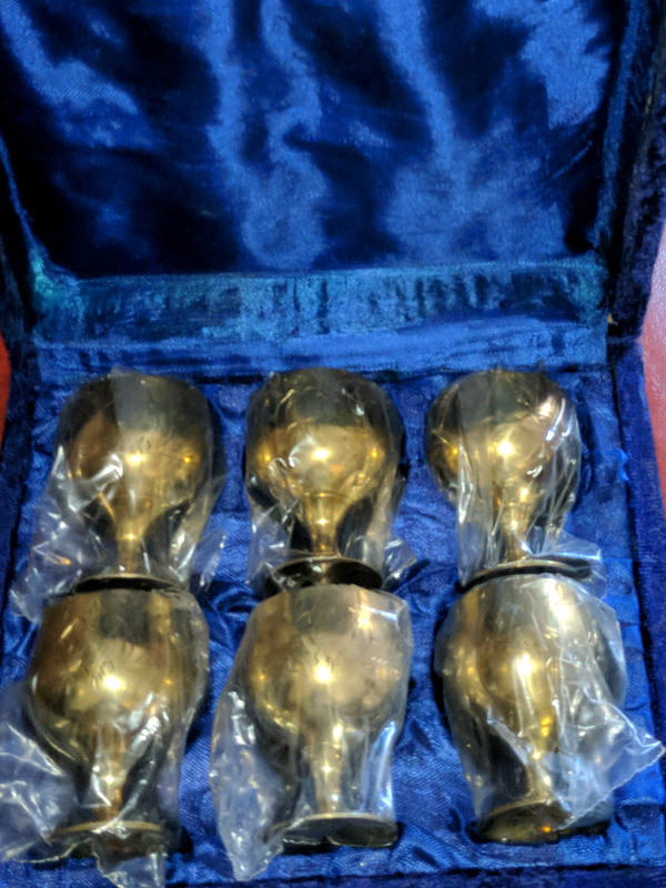 Middle Eastern Set of Solid Brass Liqueur Glasses in Arts & Collectibles in Stratford