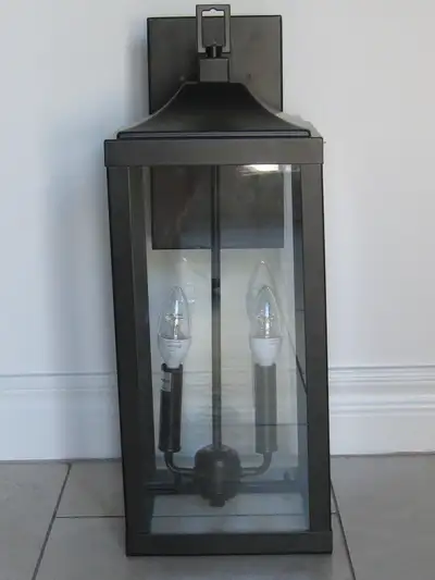 Brand New 2-Light Imperial Black Outdoor Wall Lantern Sconce, View more