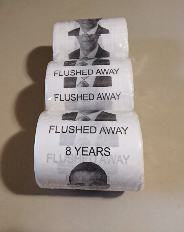 Odd Novelty Barack Obama 8 Years Flushed Away Toilet Paper in Arts & Collectibles in Oshawa / Durham Region - Image 4