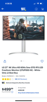 27” LG 4K Ultra HD GTG IPS LED monitor 