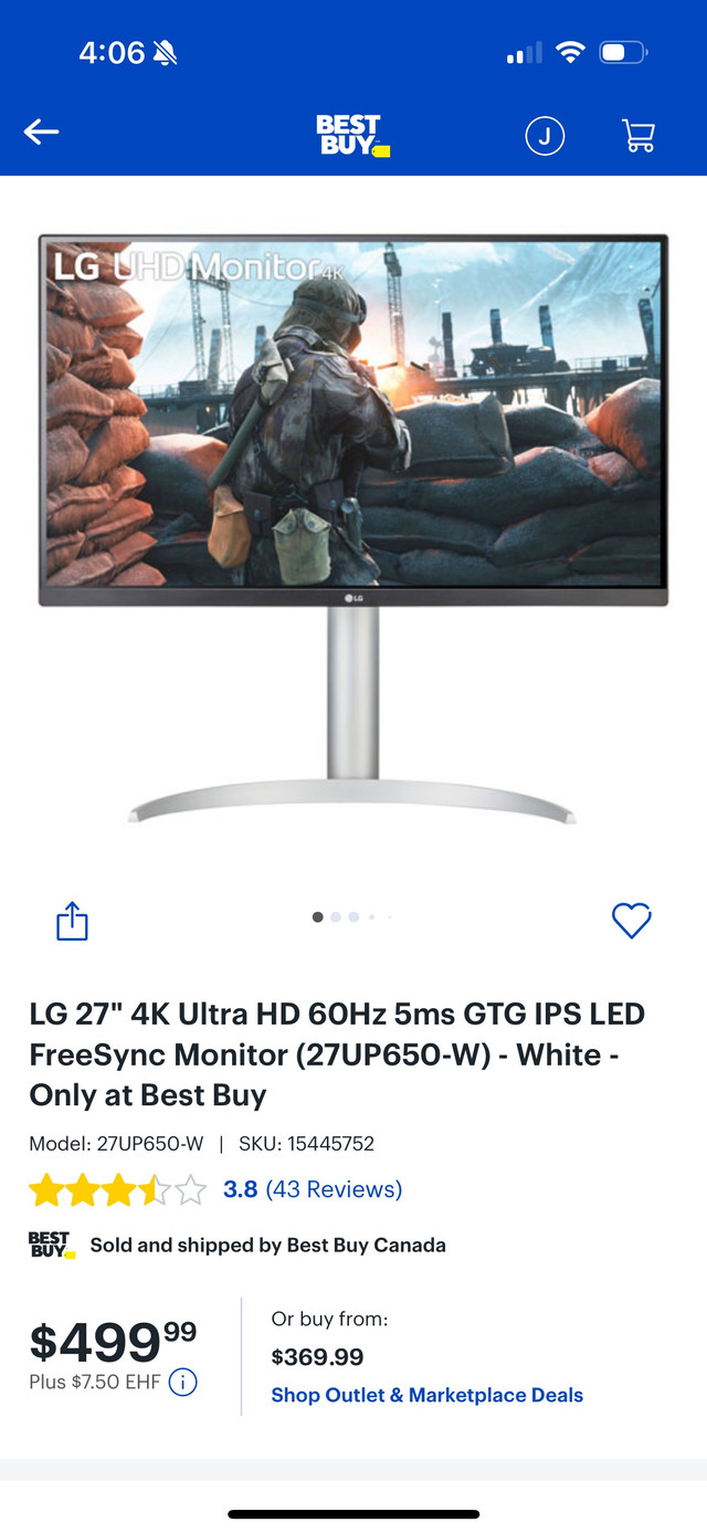 27” LG 4K Ultra HD GTG IPS LED monitor  in Monitors in City of Toronto