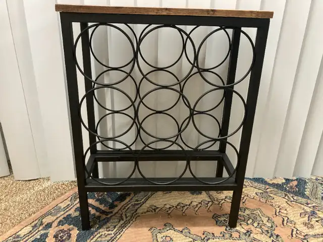 NEW Wine Rack 9 Bottles Black Metal Wood Table Top 24.5x19x8.25" in Home Décor & Accents in City of Toronto - Image 5