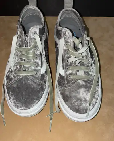 Vans Sentry  Silver Crushed Velvet Sneakers Womens Size 7.5, View more