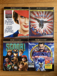 4K Blu-rays Disney Scoob Sonic Hedgehog Mary Poppins Returns NEW