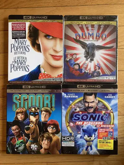 Dumbo All are brand new and still factory sealed. $25 each or buy 4 or more of my 4K and get them fo...