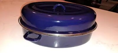 Blue 13" Oval Ceramic Roasting Pan, View more