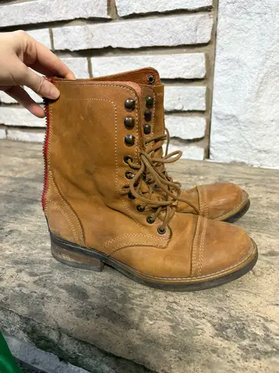 Steve Madden Brown Leather Lace-Up Boots, View more