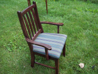 Vintage padded seat wooden wood arm chair
