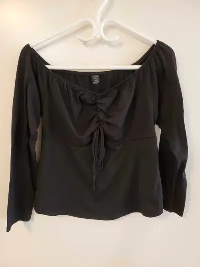 SHEIN Curve Black Off-the-Shoulder Long Sleeve Top, View more