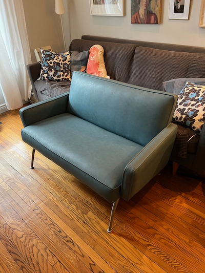 MCM Pair of Blue Vinyl 1960's Loveseats\Settee's, View more