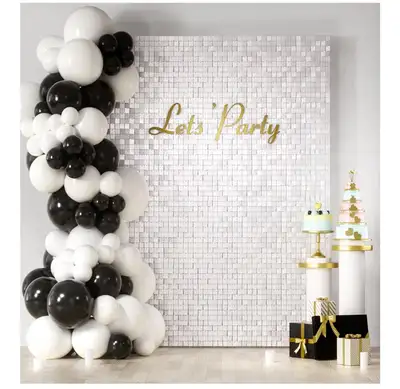 24 pcs Matte White Sequin Wall Backdrop for Parties, View more