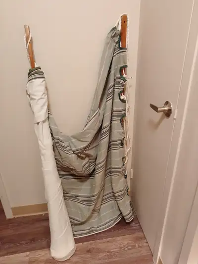 Canvas Hammock with Cotton Rope and Hardwood Spreader Bars, View more