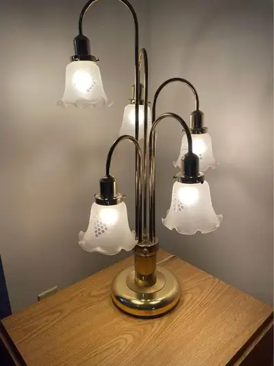 Mid Century Lamp with 5 Murano lampshades +multiple setting-$200, View more