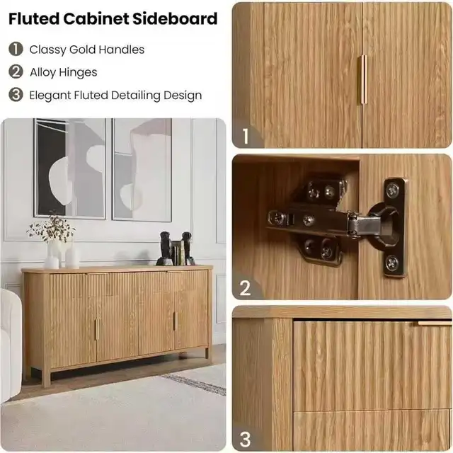 Solid Wood Fluted Sideboard Cabinet in Dressers & Wardrobes in Markham / York Region - Image 9