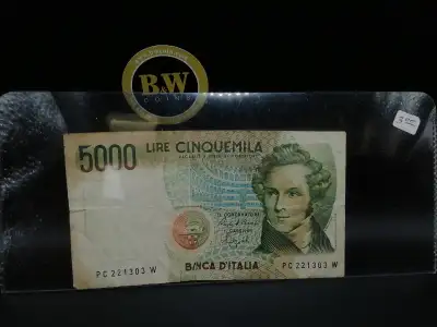 Bank of Italy 5000 Lire cinquemila Banknote!!!!!, View more