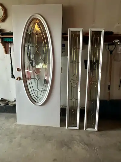 Steel outside door w 2 side windows , View more