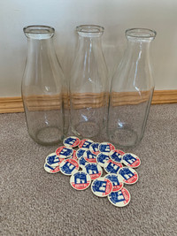 Vintage Milk Bottles and Bottle Caps