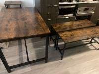 Rustic Dining Table & 2 Dining Bench 