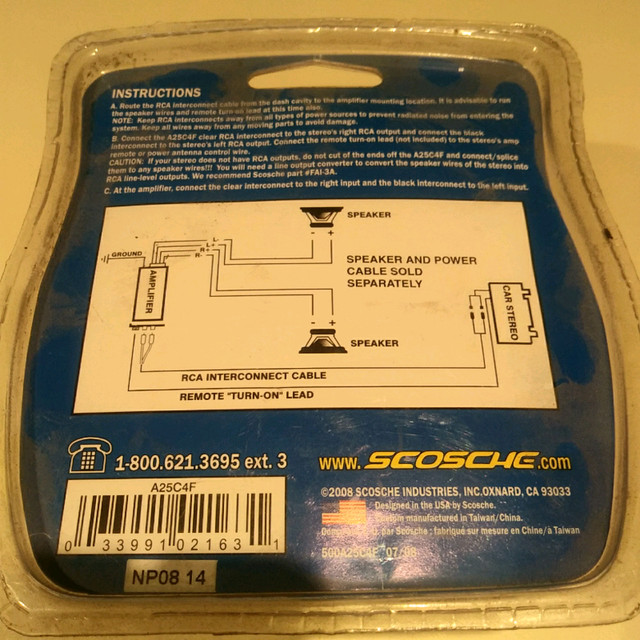 25' Scosche RCA car stereo cable set - New! in Stereo Systems & Home Theatre in Winnipeg - Image 3