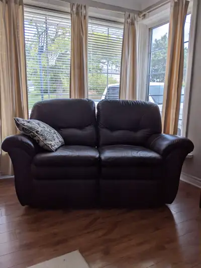Brown Leather Love Seat, View more