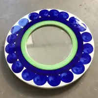 Rörstrand Pretty White and Blue Ceramic Round Wall Mirror