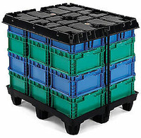 USED PALLET TOP CAPS WITH SEATBELTS. AUTOMOTIVE PALLET RESTRAINT