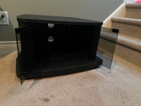 Small Black TV Stand With Glass Cabinet! 20$ O.B.O