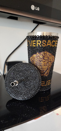 Versace Crystal Medusa, Black/Gold Travel Cup