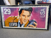 Vintage Elvis Stamp Beach Towel Framed 