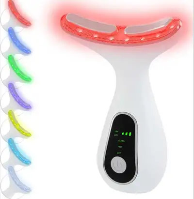 Red Light Therapy Device for Face, LED Facial Massager Wand for Skin Care at Home Blue Light Face S...