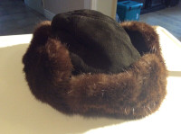 Vintage Suede and Mink Hat 24 in inside circumfrance