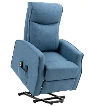 HOMCOM Power Lift Fauteuil de massage inclinable pour personnes âgées, en lin, électrique, avec 8 po...