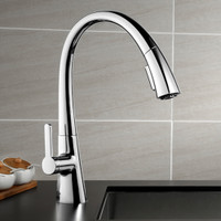 Visentin Polished Chrome High Arc Brass Pull-Down Kitchen Faucet