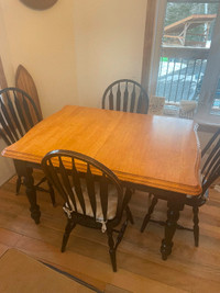 Dining table and chairs, solid wood
