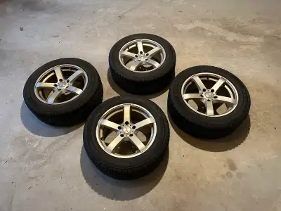 Four Michelin X-Ice winter tires from Costco with alloy rims. Bought in December 2023. Used for 1 wi...