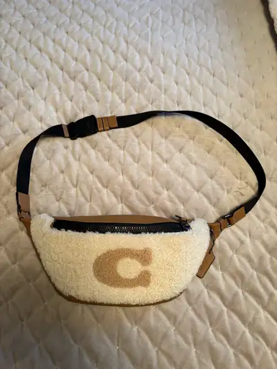 Coach leather/Sherpa belt bag, View more