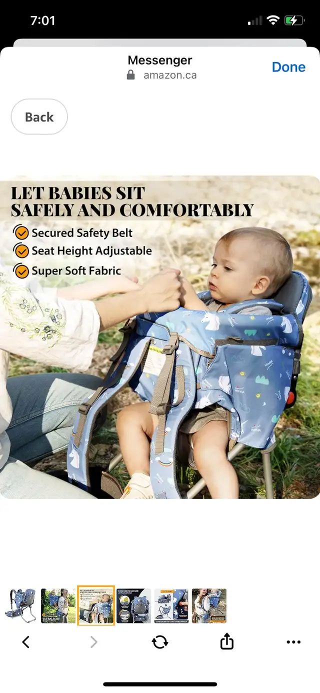 Ultralight Baby Backpack Carrier, Toddler Hiking in Strollers, Carriers & Car Seats in Cambridge - Image 4