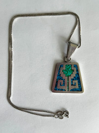 Vintage MCM Mexican Necklace f. Turquoise and Malachite Chips