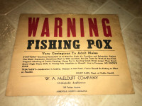 Vintage Novelty FISHING POX Warning Sign Paper