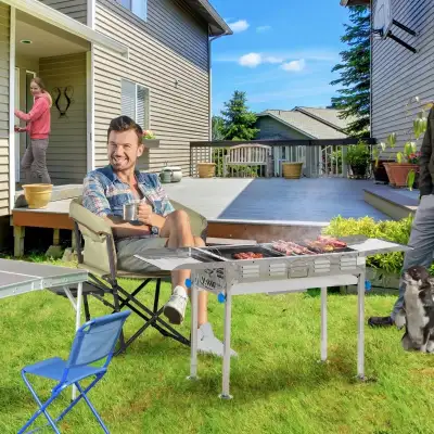 Portable Charcoal Grill BBQ Height Adjustable Garden Barbecue w/, View more