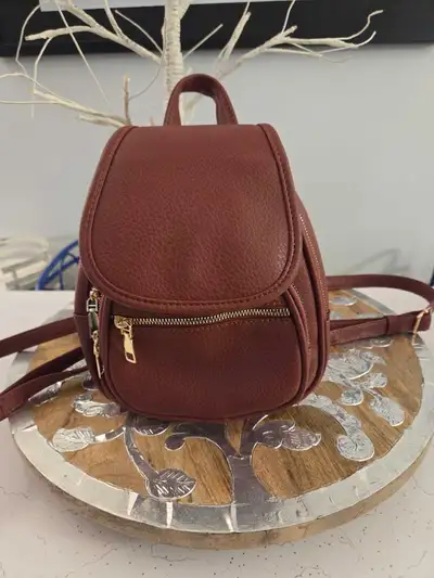 Burgundy Mini Leather Backpack Purse, View more