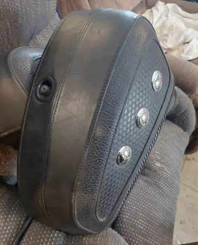 HD leather saddle bags, excellent condition. Came off 98 Fat Boy..no key.