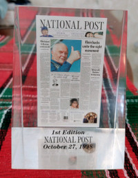 Paperweight 'National Post Newspaper First Edition 1998'