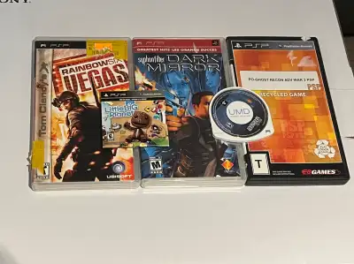 Dive into thrilling adventures with this collection of PSP games, featuring Tom Clancy's Rainbow Six...