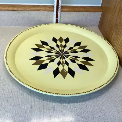 Vintage 16" MCM Social Supper Trays Metal Serving Tray, View more