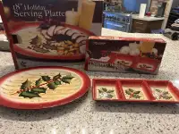 Two Christmas serving platters
