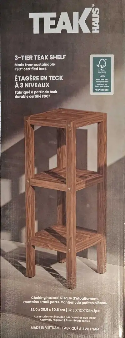 Brand New Teak Haus 3-Tier Teak Shelf, View more