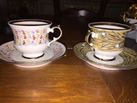 Gold Matching Teacup Set Modern Funky Tea Table
