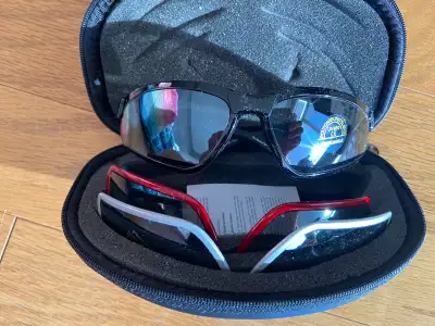 Sunglasses by Bonica, Black, Red & Gray, replacement lens, polyc, View more