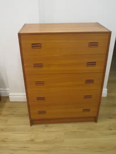5 drawer vintage chest (30" wide x 16" depth x 41" tall) Danish made by Emil Clausen circa 60's-70's...